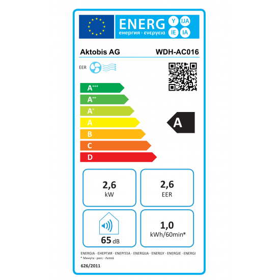 WDH-AC016 mobilklíma - 2,6 kW - 9000 BTU/h hűtés